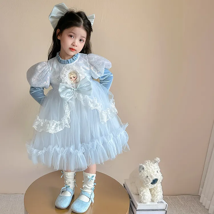 女童洛丽塔连衣裙春秋装洋气儿童艾莎公主裙子小女孩爱莎蓬蓬纱裙