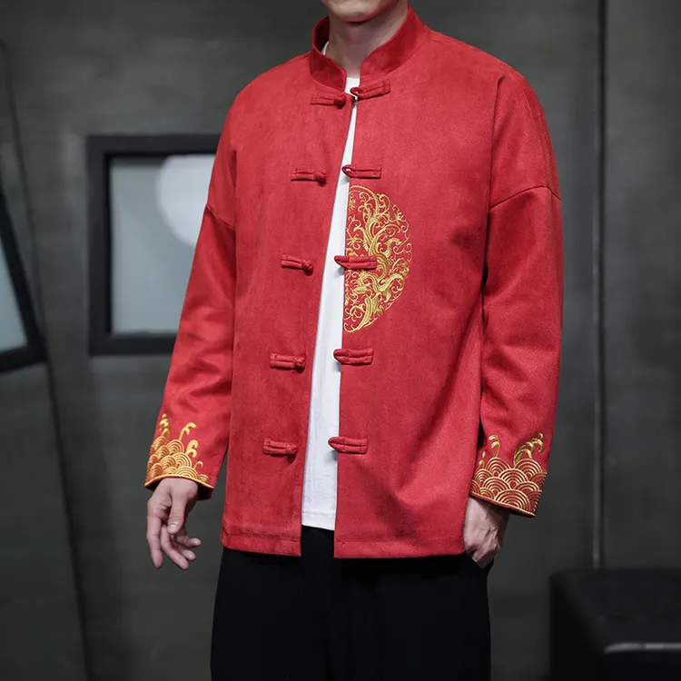 新中式潮牌唐装秋冬季中国风男装金色刺绣高级感夹克外套宽松汉服