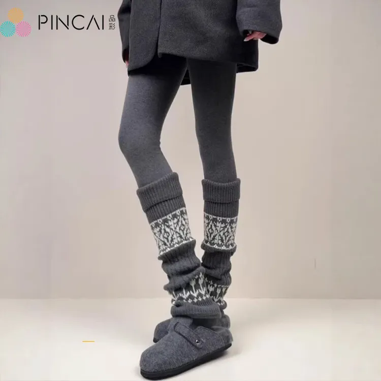 费尔岛袜套堆堆袜女秋冬配连裤袜加厚保暖羊毛腿套显瘦女生小腿袜