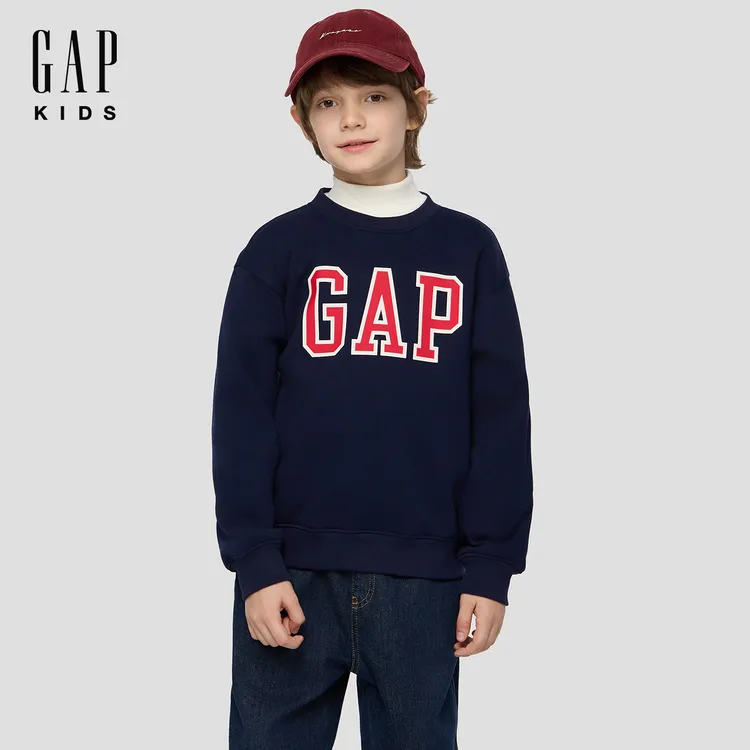 Gap【大小童同款】男女童2025秋新款logo抓绒卫衣儿童装 DR 829305