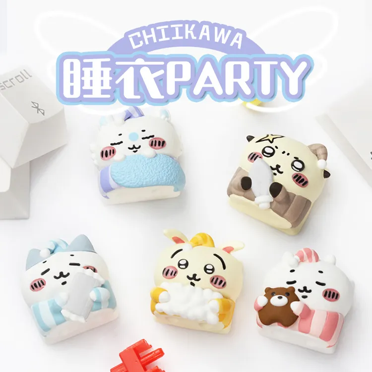 Chiikawa吉伊卡哇个性树脂艺术睡衣键帽机械键盘键帽礼物ESC