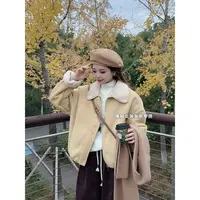 【曼切斯特来信】巨实穿~韩系百搭翻领休闲加厚保暖毛毛外套女冬季