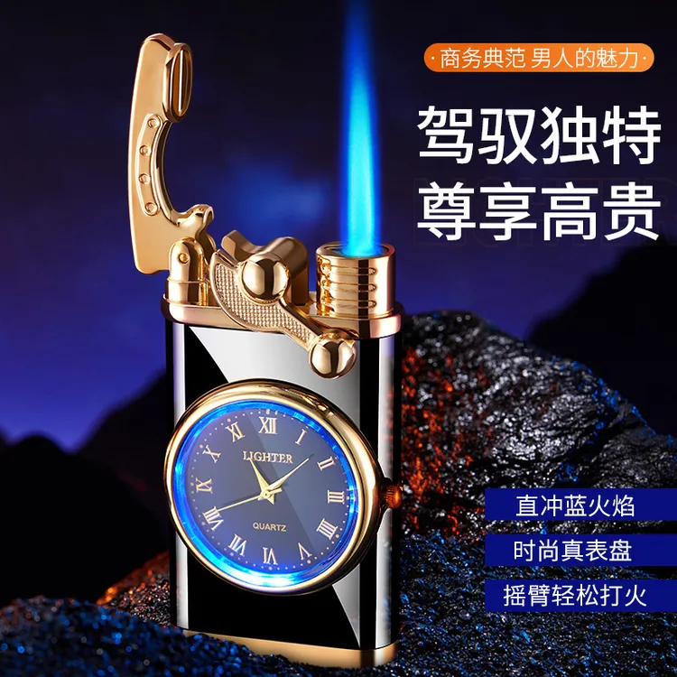 炫酷直冲蓝焰创意真表盘充气打火机男士礼品打火机个性创意打火机