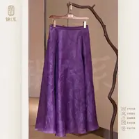 【锦系】真丝欧根纱提花新中式国风桑蚕丝后松紧腰蓬蓬裙Q-383339