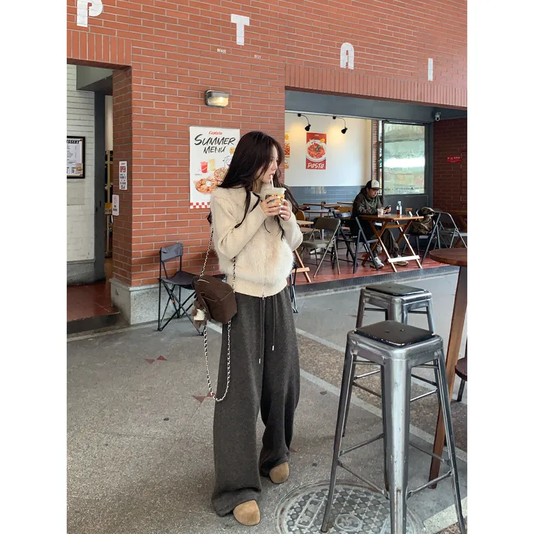 切糕自制【柔雾绒绒】小个子秋冬女慵懒风环保毛拼接百搭加厚外套