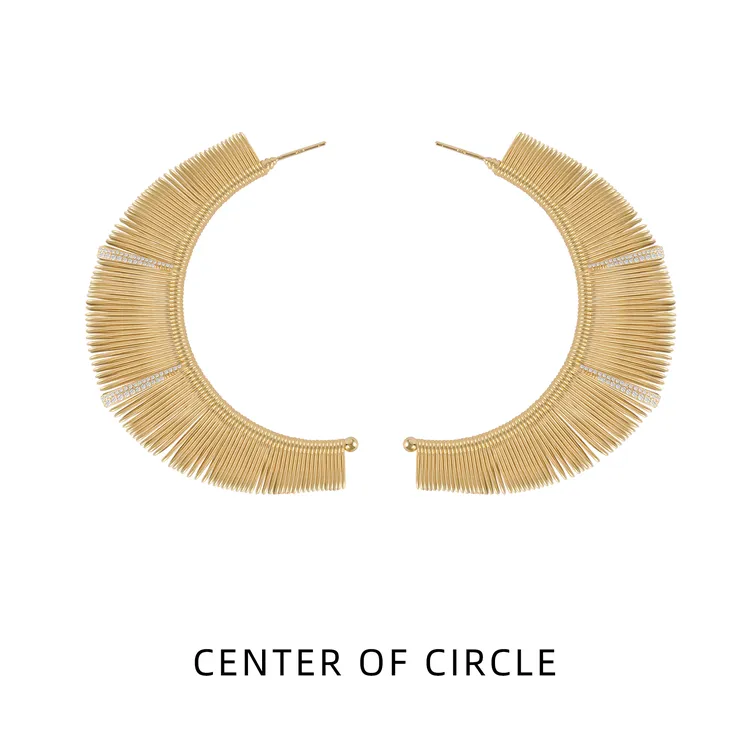 铜合金锆石耳饰 COC圆心-鎏金岁月系列-轻奢灵动耳钉