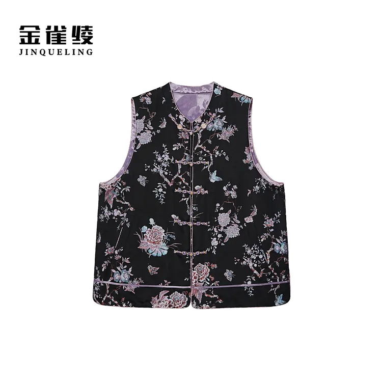 金雀绫【醉蝶芙蓉】100桑蚕丝宋锦新中式加宽加大马夹SZA4TW795