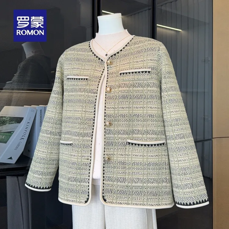 罗蒙2025新款时尚妈妈秋装短款外套40岁50中老年女小香风洋气开衫