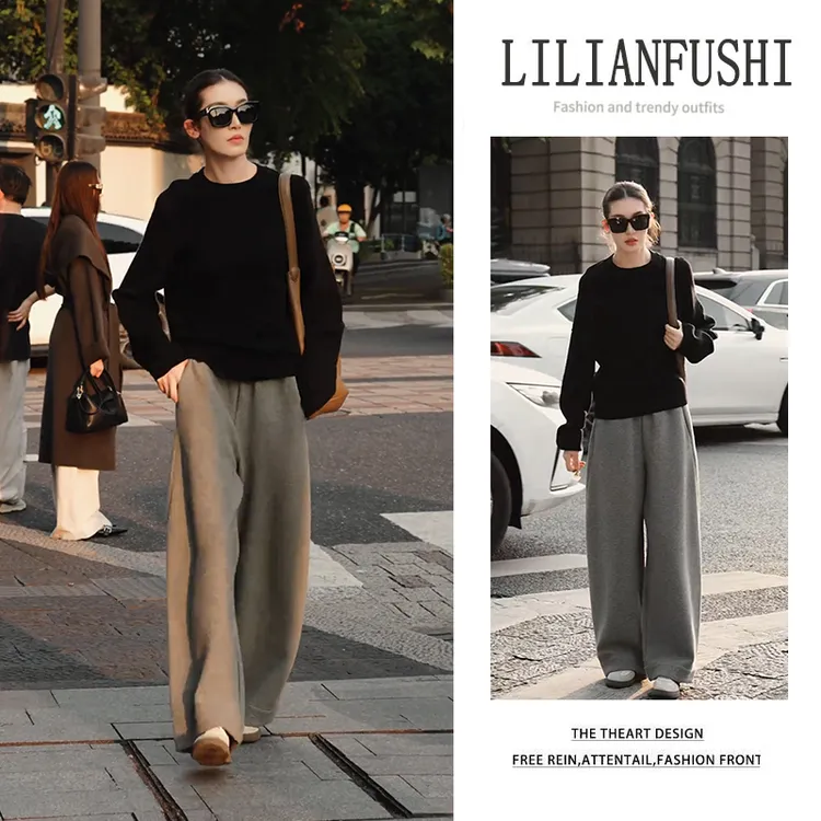 秋季温柔系穿搭女2025新款都市职业气质时尚上衣休闲阔腿裤两件套