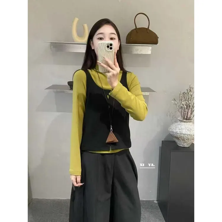 【婷婷家】小个子秋季两件套，打底衫+背心#6623