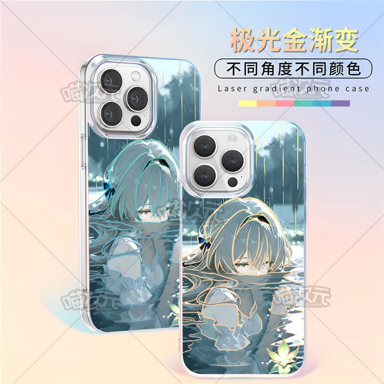 水中流萤适用苹果华为vivo一加oppoiPhone小米二次元极光金手机壳