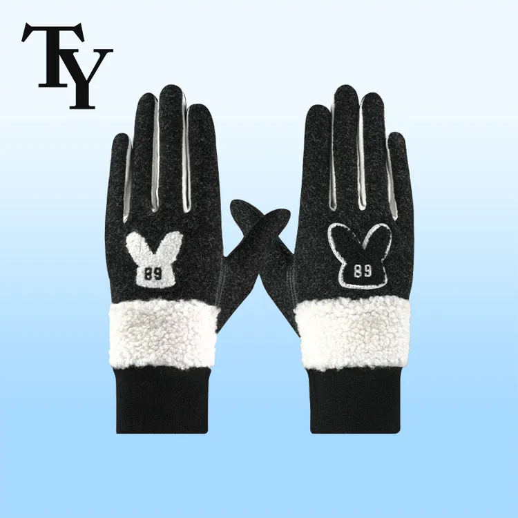 2025高尔夫手套 女士冬季保暖防滑手套 户外防风加绒食指可触屏