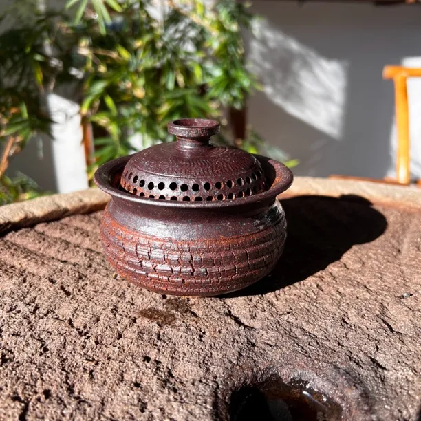 粗瓷泥料纯手工爆裂盖碗