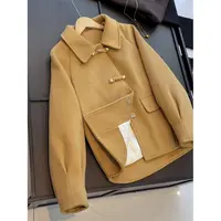 夹层含羽绒 毛呢短款外套大衣女秋冬新中式盘扣时尚宽松减龄外套