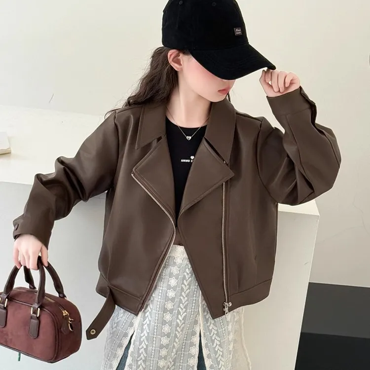女童皮衣外套2025新款秋季女大童潮酷炸街上衣洋气儿童秋装皮夹克