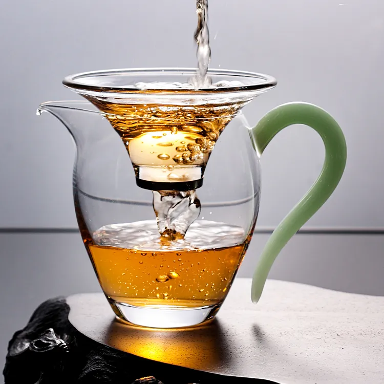 新款草堂公道杯透明玻璃杯厚底防爆耐高温茶海高档泡茶公杯分茶器