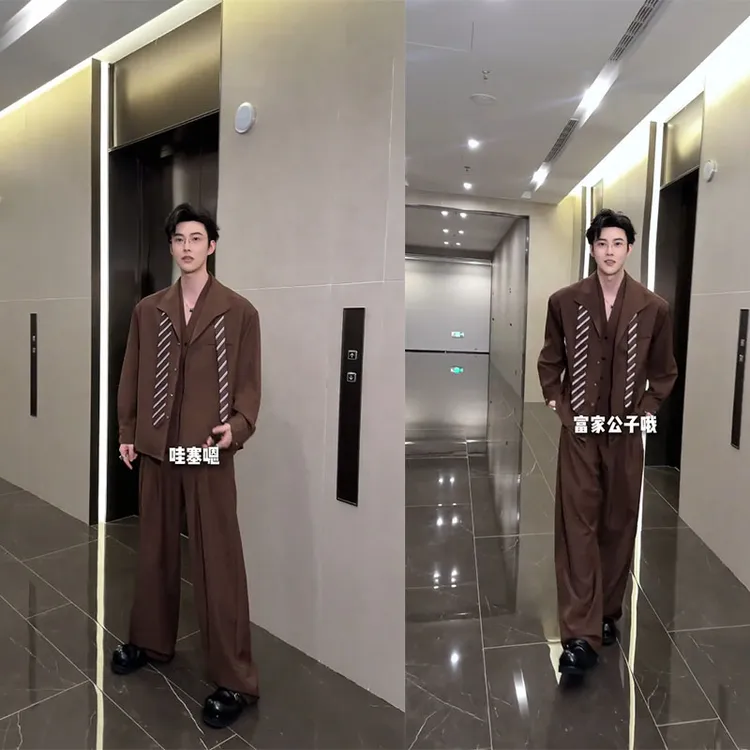 龙刀刀春秋新品原创双领设计感衬衫套装复古高级感休闲衬衣西裤