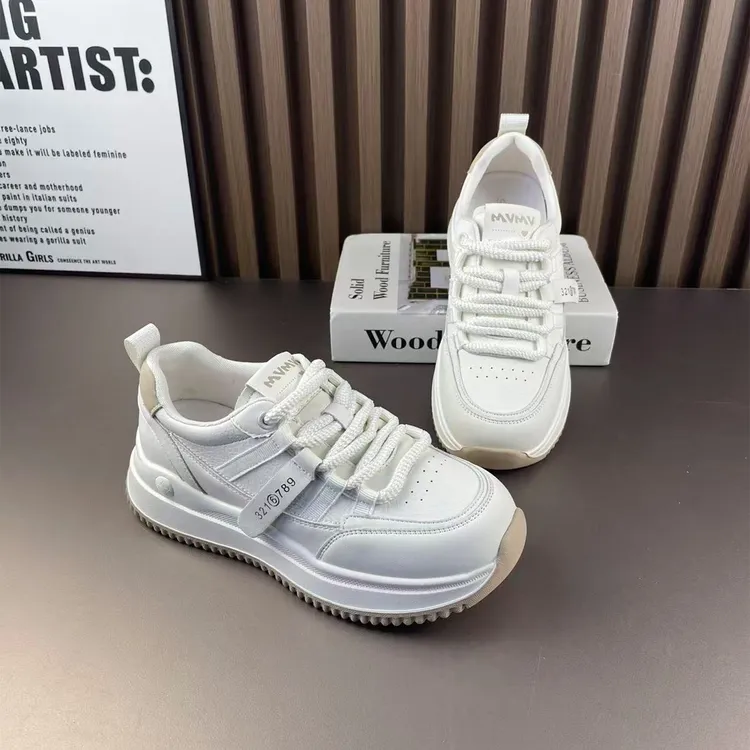 爆款小白鞋女2025秋季新款真皮女鞋休闲厚底软底轻便阿甘运动鞋女