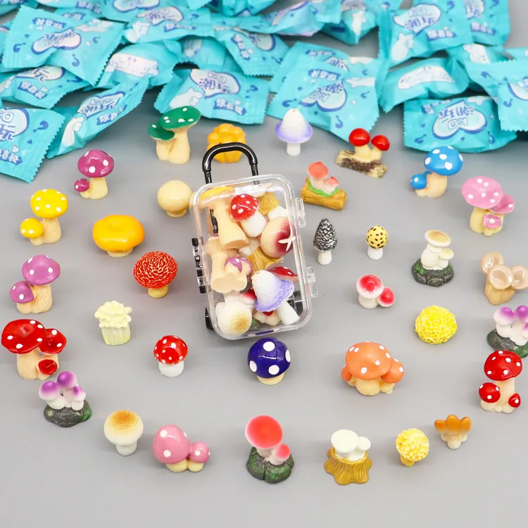 迷你仿真可爱小蘑菇食玩盲袋网红灵感植物菌菇微缩模型过家家礼物