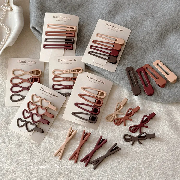 简约纯色磨砂刘海侧边夹女水滴bb夹鸭嘴夹儿童发卡百搭碎发夹夹子