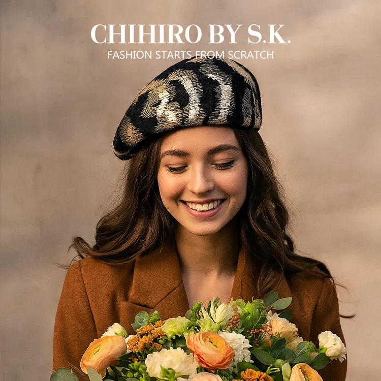 CHIHIRO BY S.K./新帽馆秋冬千金风保暖兔毛复古鎏金时光贝雷帽