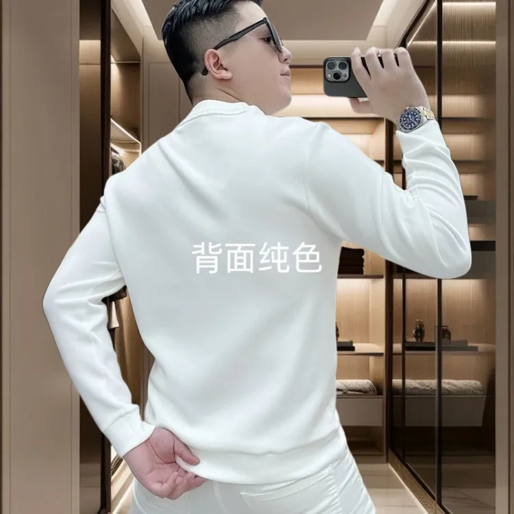 2025秋冬男士卫衣时尚百搭套头圆领长袖纯色微宽松长袖打底衫上衣