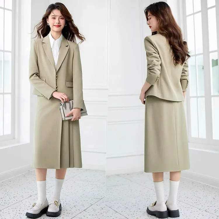 职业西装套装裙女2025新款高级感教资面试通勤穿搭正装小个子西服