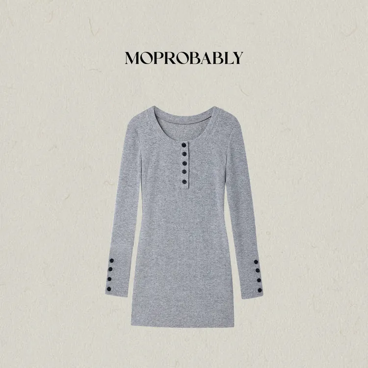 Moprobably李予诺 时尚休闲气质百搭针织连衣裙L5452001