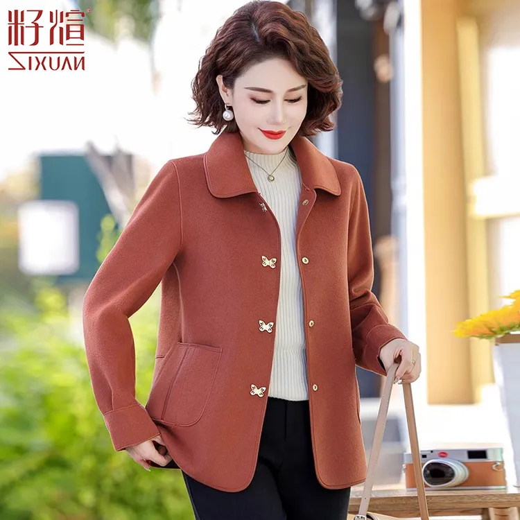 小个子妈妈春装外套2025新款高贵短款洋气中年呢子上衣中老年女装