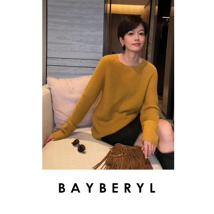 BAYBERYL老贝玛拉*max插肩丝羊绒云朵柔软秋针织衫ZZS5I1801-10/6