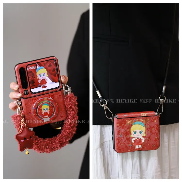 新年红色潮玩适用华为purax手机壳典藏版mixflip2斜挎pocket2磁吸