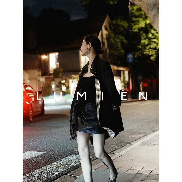 【LUMIEN 新品】“英伦格调”双面穿中长款撞色风衣LX5DWW134