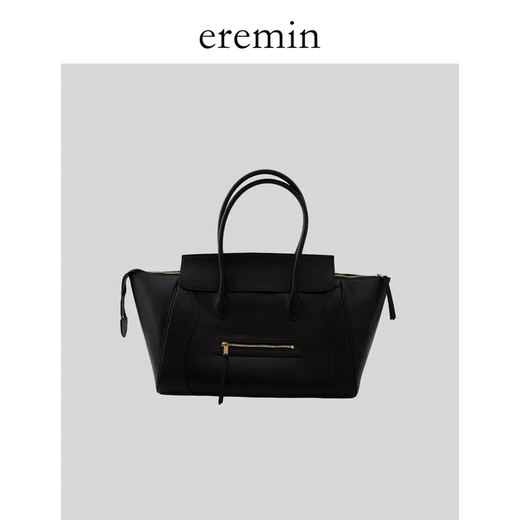 Min 大容量植鞣牛皮简约通勤笑脸托特包