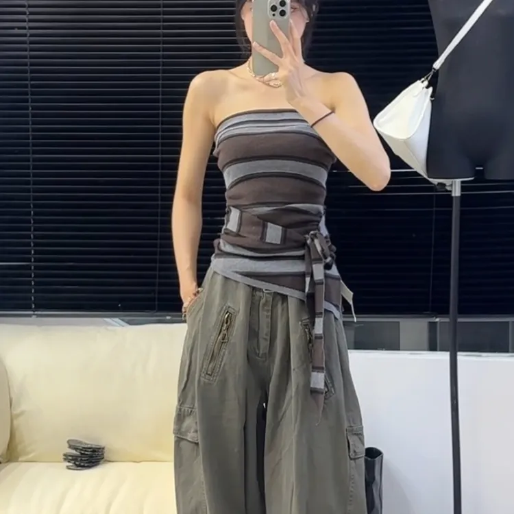 RL2025秋季新款美式复古休闲多口袋工装裤女设计感阔腿直筒长裤