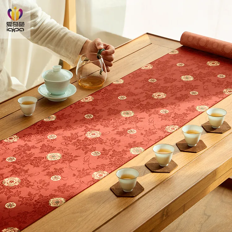 爱奇葩红色桌旗复古中式茶席防水茶桌垫布高端茶几桌垫桌布茶垫