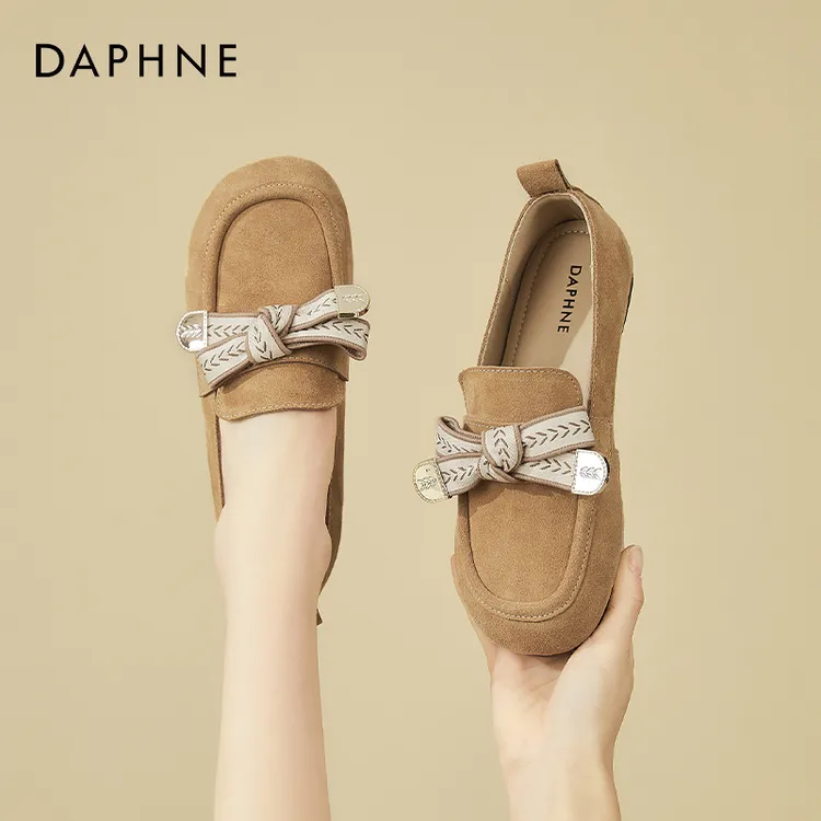 达芙妮真皮豆豆鞋女款2026新款爆款春季一脚蹬时尚女士软底休闲鞋商品图