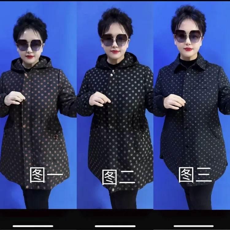《专柜品质》早春新款气质时尚休闲中长款连帽中老年妈妈二棉服5