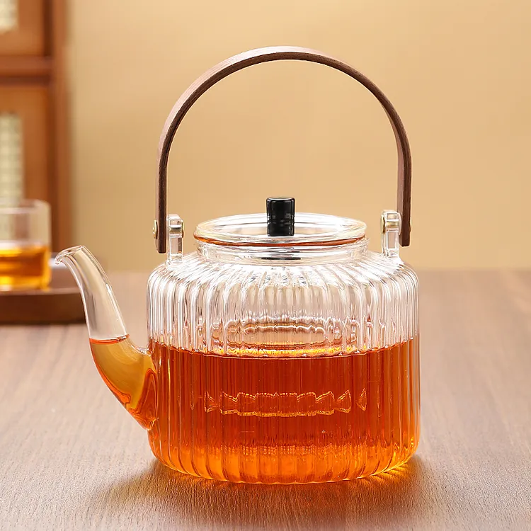 耐高温竖纹壶【可明火/电陶炉 】1200毫升带过滤泡茶壶茶壶煮茶壶