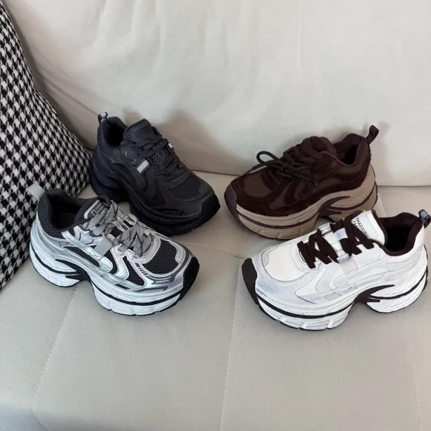 老张兄弟女生鞋铺2025年秋冬款时尚厚底百搭老爹鞋BY-TX18001