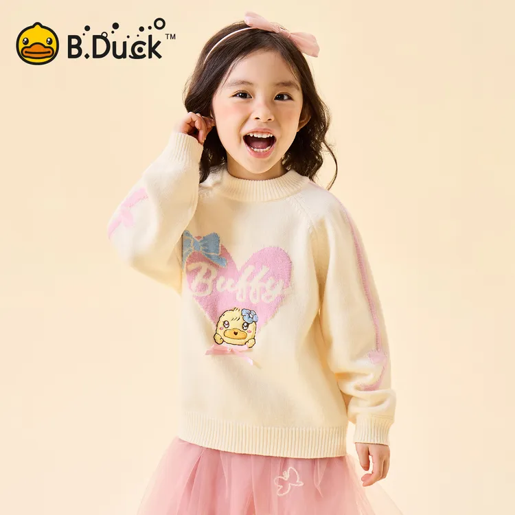 bduck小黄鸭童装女童毛衣儿童针织衫冬季保暖洋气小女孩打底衫厚