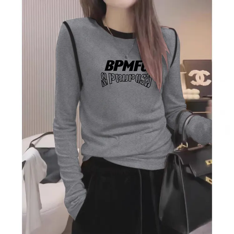 大码胖mm双面德绒保暖长袖T恤女士秋冬纯欲风辣妹修身显瘦打底衫