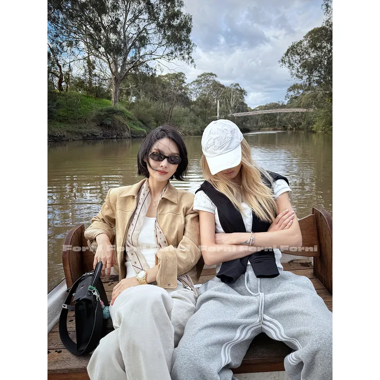 FORNI 中古财阀 嬉皮少女定制麂皮PU皮衣外套