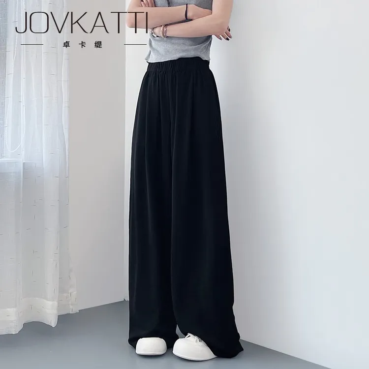 大码薄款休闲裤女夏季新款胖mm宽松显瘦200斤遮肉阔腿裤