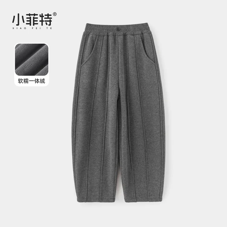 小菲特女童冬装加绒卫裤中大童保暖弯刀裤儿童加厚裤子HNKD57631