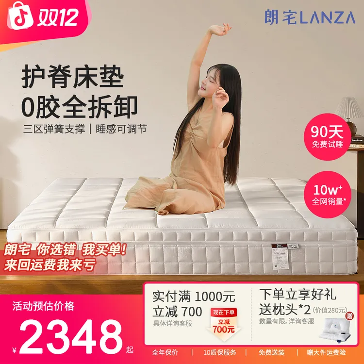 朗宅净眠可拆软硬适中卧室回弹长绒亲肤透气独立袋设计家用商品图