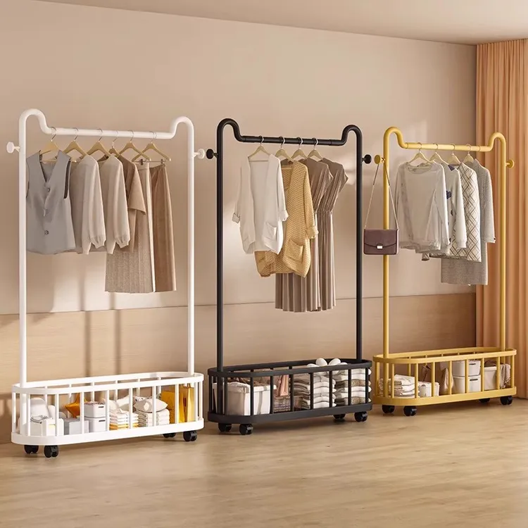 衣帽架挂衣架移动式加高双杆多功能办公室客厅家居衣服挂架可移动