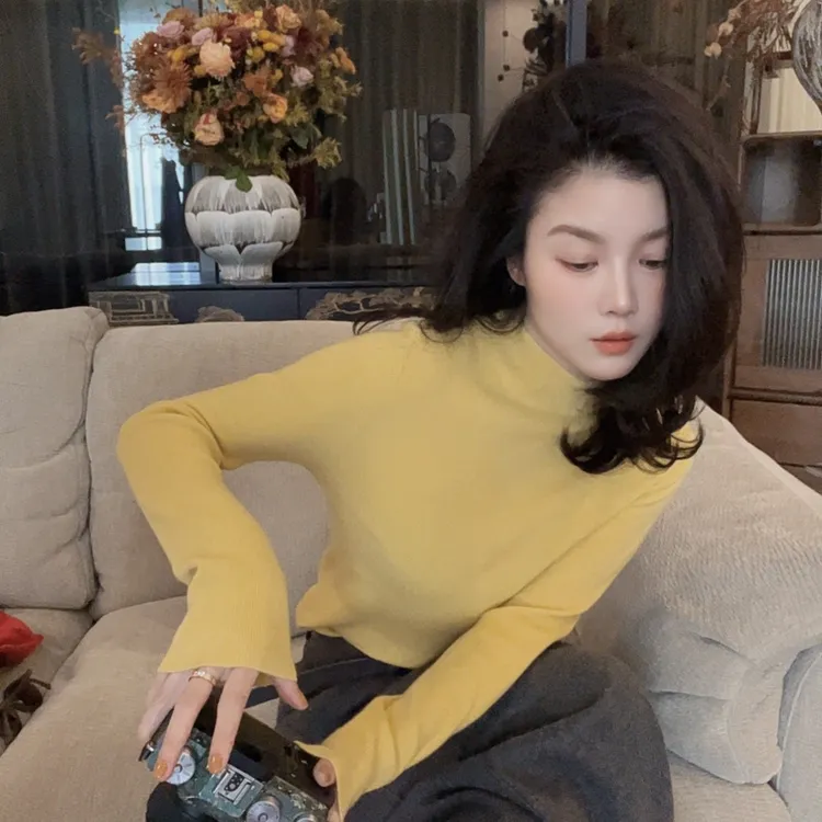 运补6-10【悦悦专属】冬季修身显瘦舒适半高领羊毛针织衫Y1295