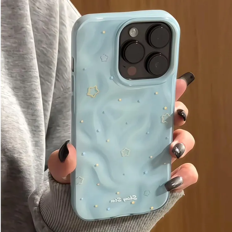 星星褶皱壳适用于苹果16promax手机壳iphone15/14新款13/12防摔11