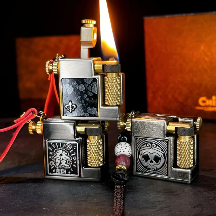 创意机械煤油便携复古打火机半自动侧滑轮机械油机男士节日礼物