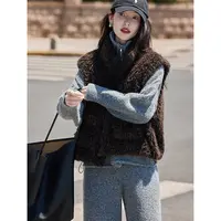 2025年冬季新款立领无袖仿皮草毛绒马甲外套女装上衣SXMJ25041